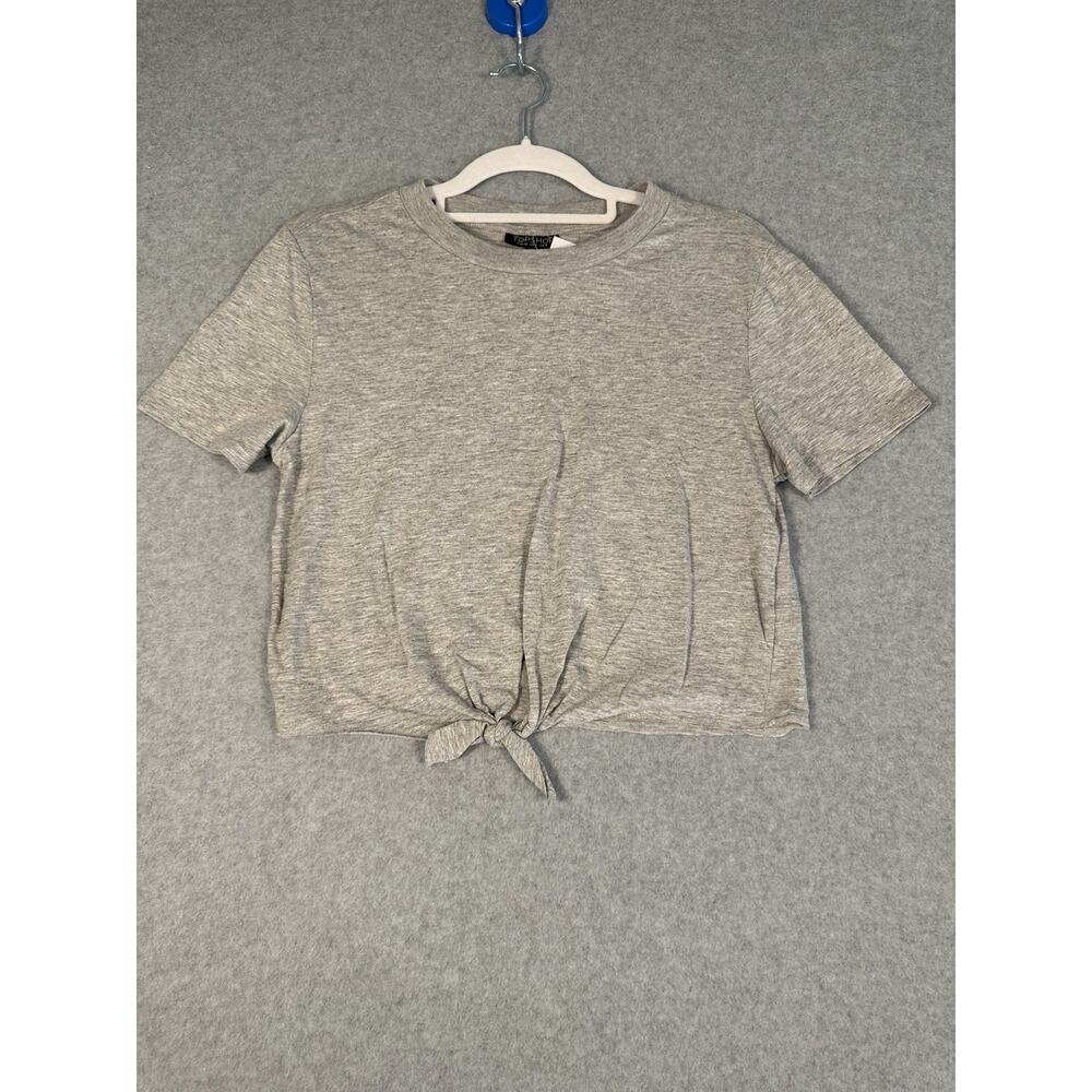 Top Shop Crop Top Gray Shirt US size 4 New With Tags Front Knot